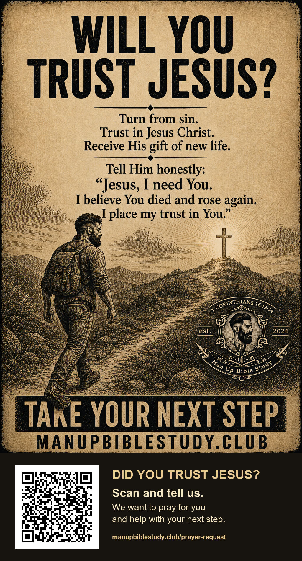 Will you trust Jesus? Prayer response